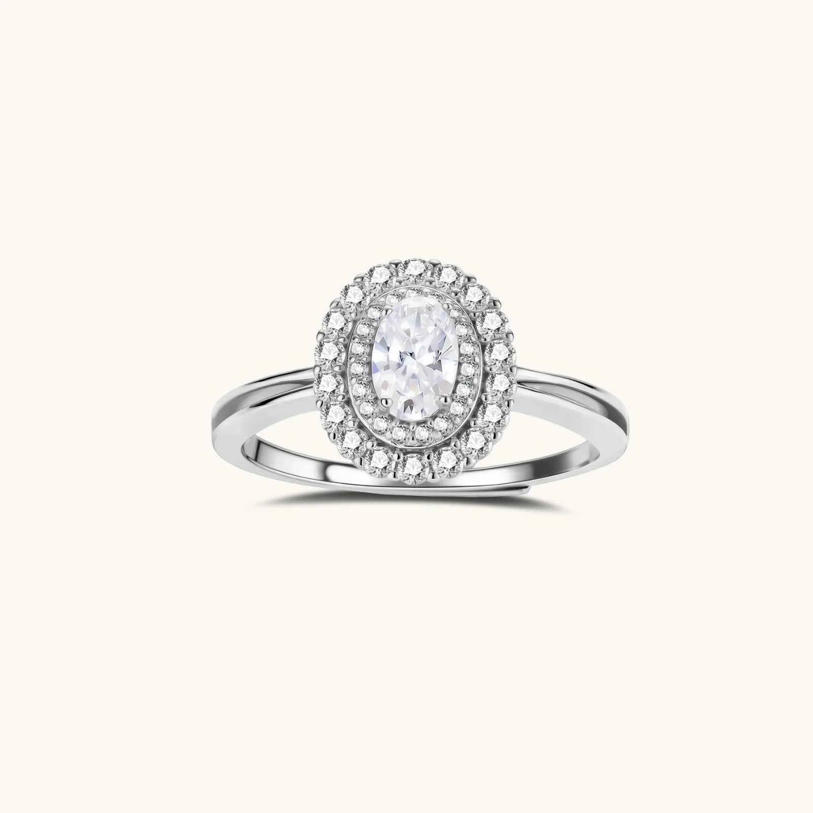 0.5 CT Oval Double Halo Moissanite Promise Ring