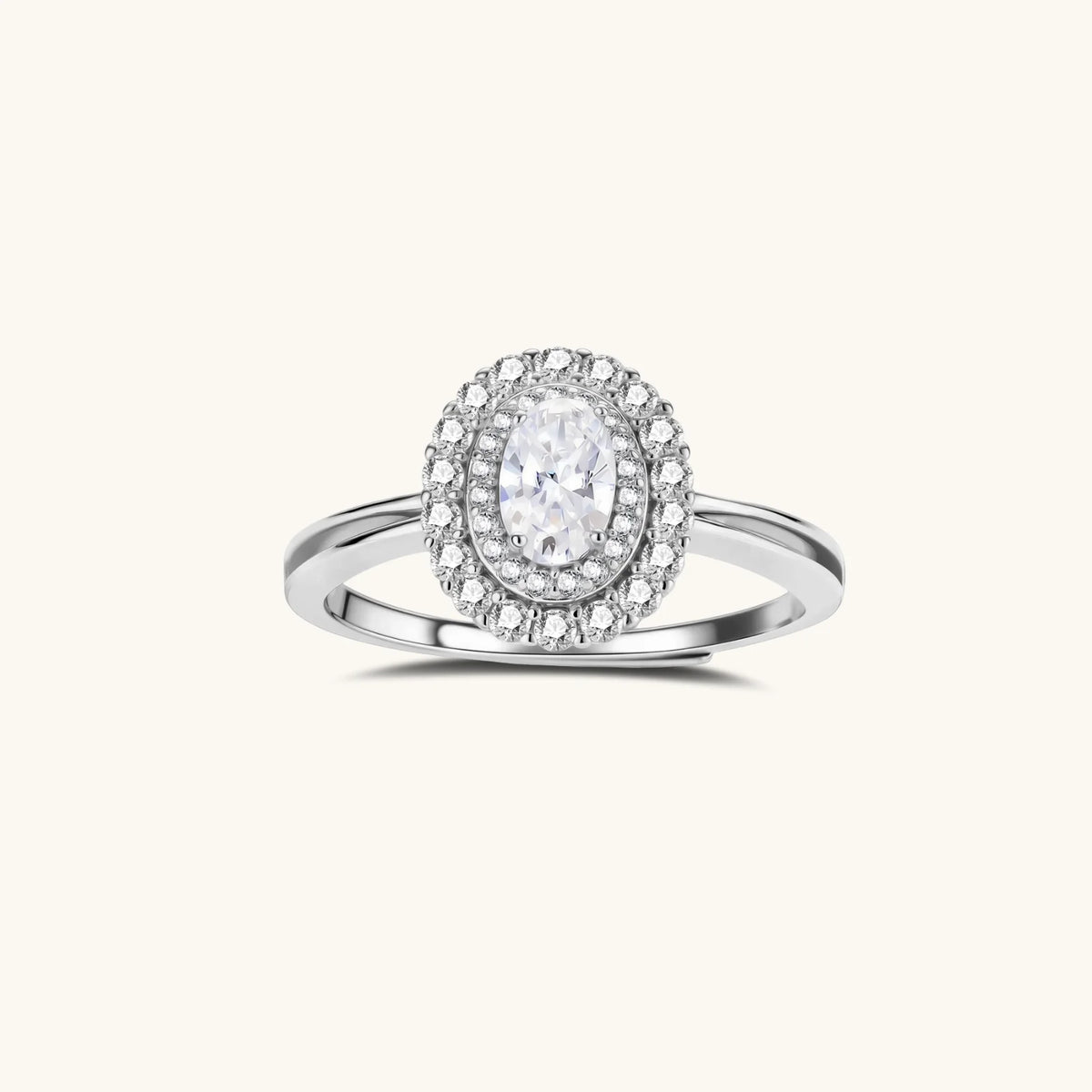 0.5 CT Oval Double Halo Moissanite Promise Ring
