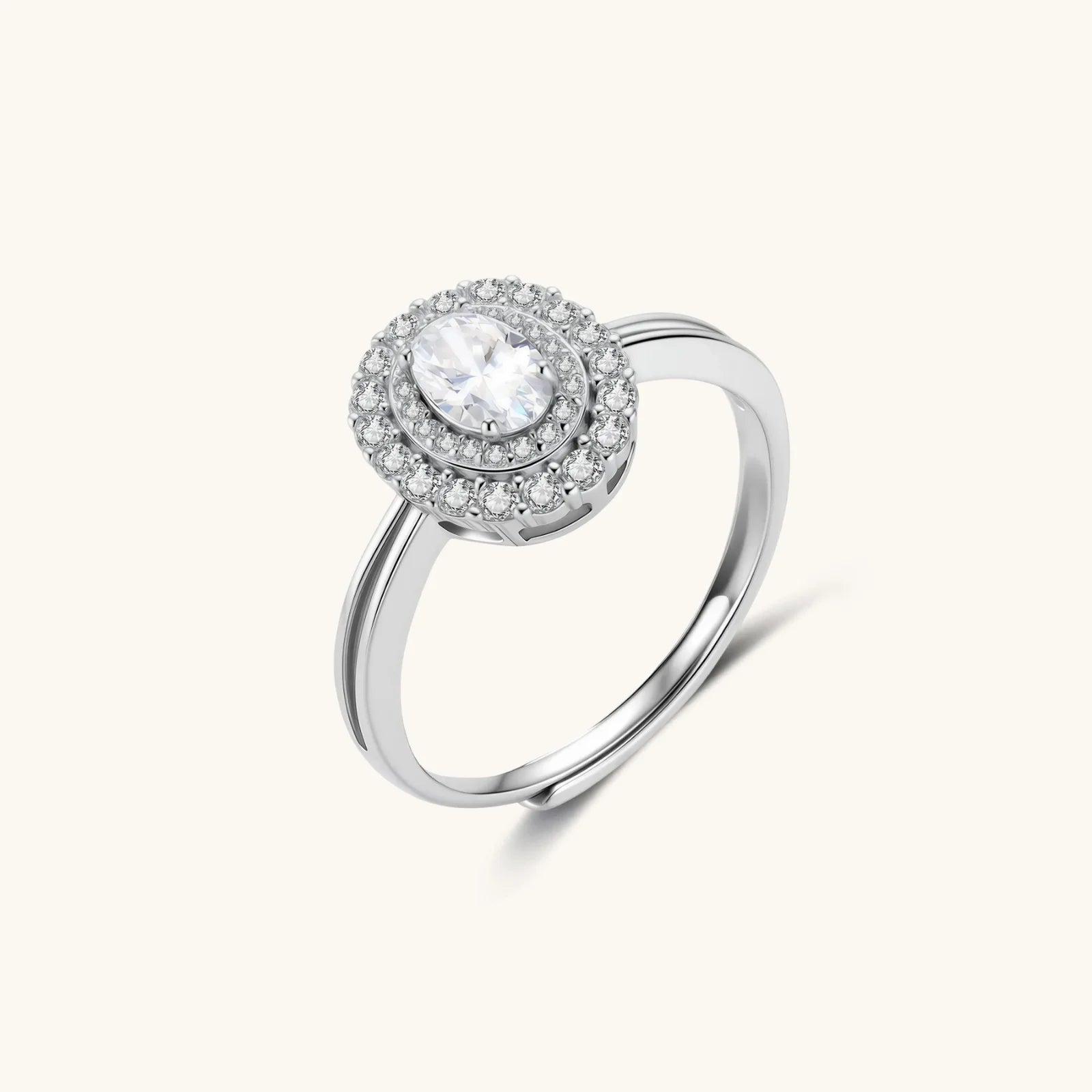0.5 CT Oval Double Halo Moissanite Promise Ring