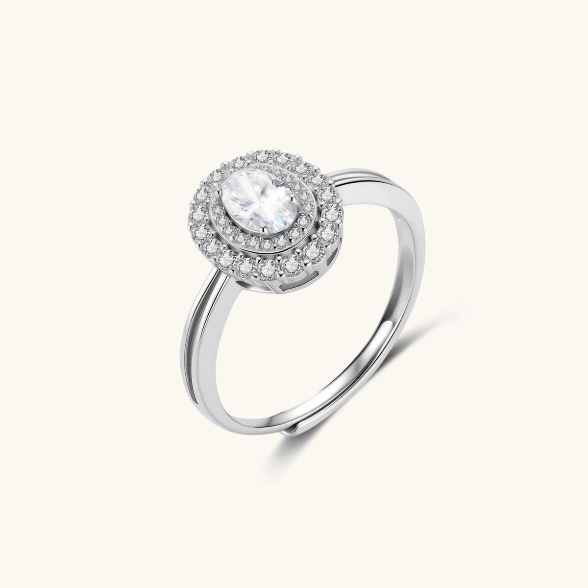 0.5 CT Oval Double Halo Moissanite Promise Ring