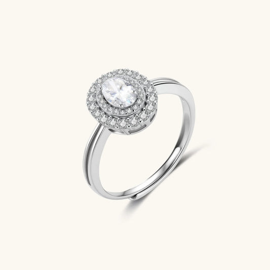 0.5 CT Oval Double Halo Moissanite Promise Ring