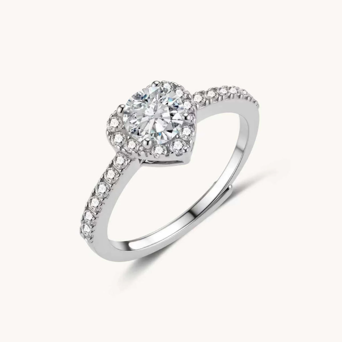0.5 CT Round Heart Halo Moissanite Ring