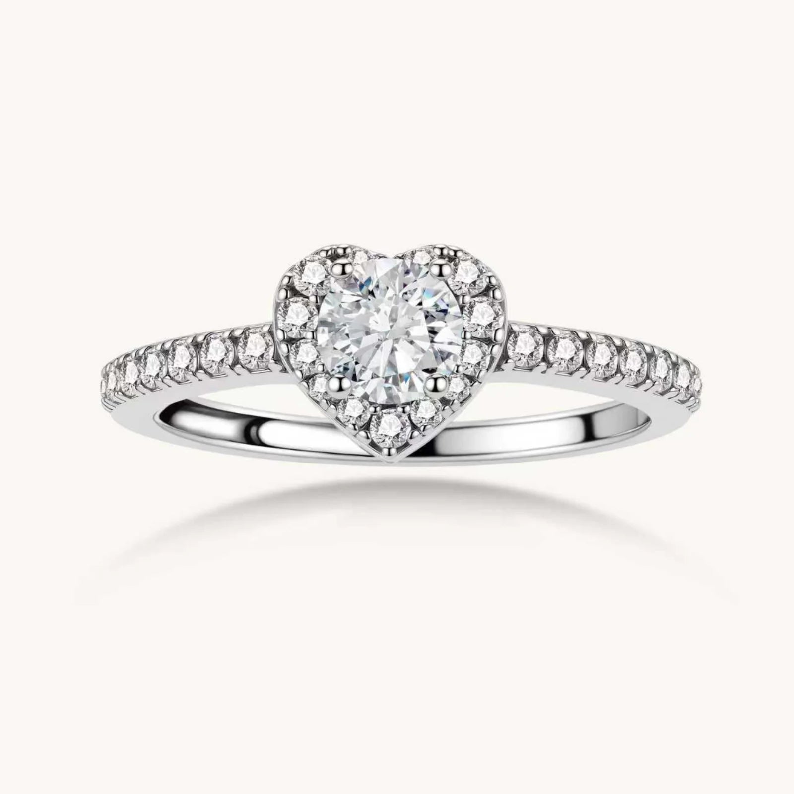 0.5 CT Round Heart Halo Moissanite Ring