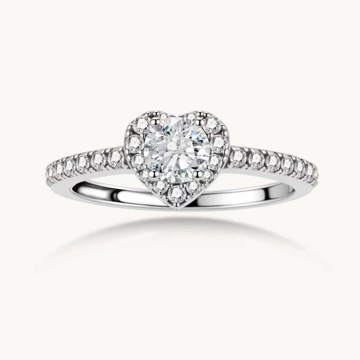 0.5 CT Round Heart Halo Moissanite Ring