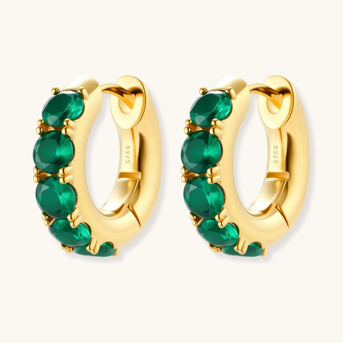 Emerald Huggie Hoops
