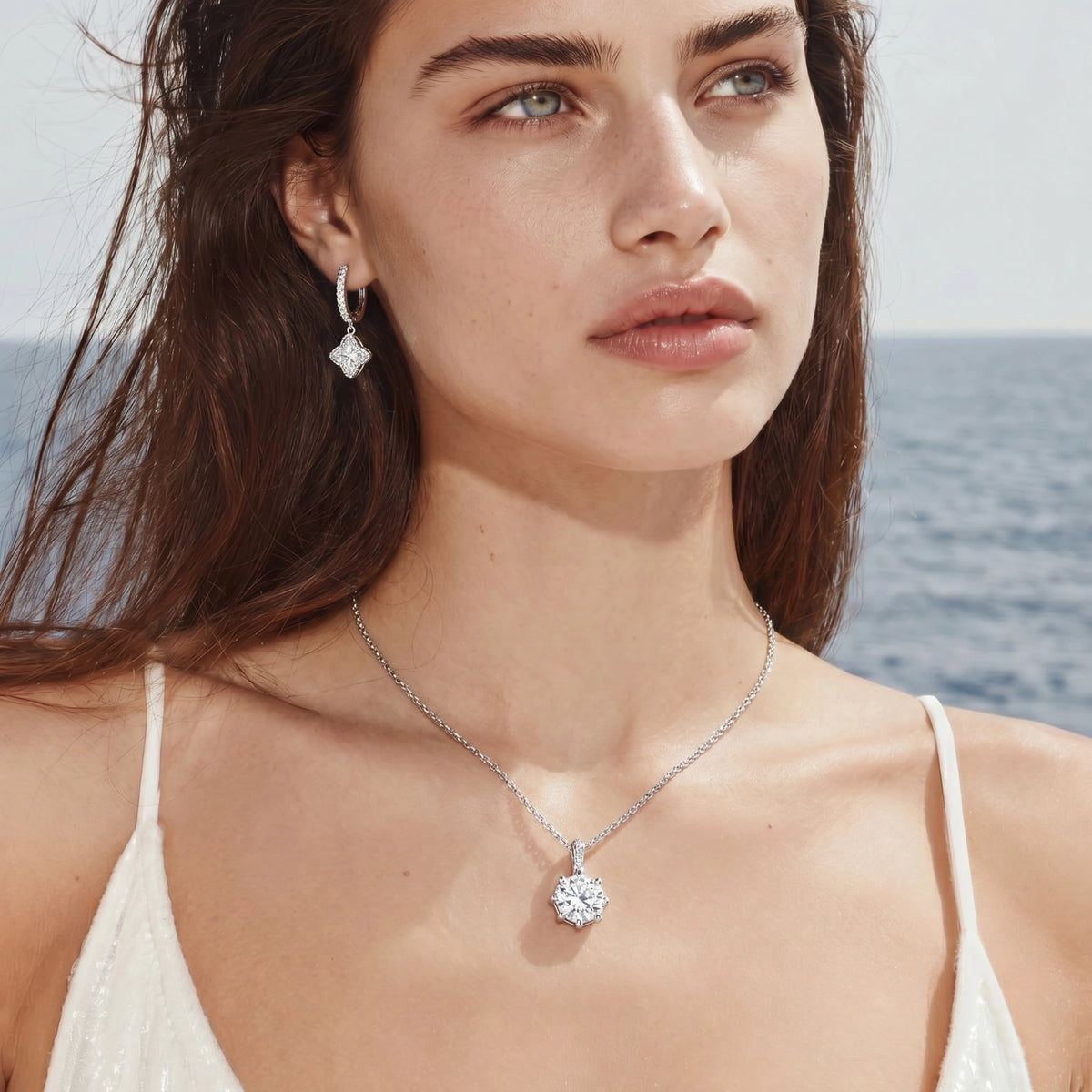 Diamond Dangle Moissanite Huggies