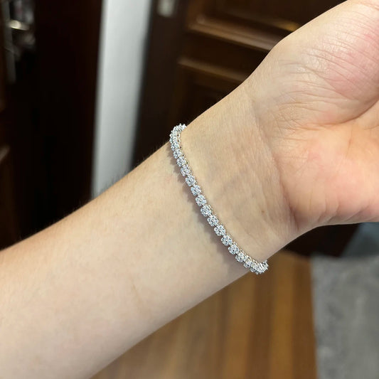 YLMyself Moissanite Tennis Bracelet Flower Cluster 925 Sterling Silver D-Color VVS1 Wedding Fine Jewelry Gift for Women