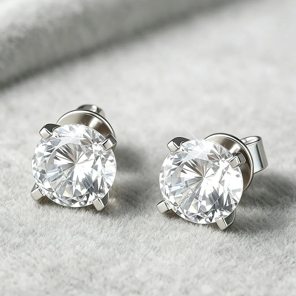 KANOLAN Moissanite Earrings for Women Man 0.2-4ct D VVS1 GRA Certified Round Brilliant Cut Lab Diamond s925 Silver Stud Earring