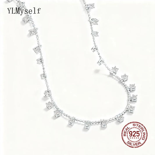 3–4mm Moissanite Tennis Necklace 16 Inch Choker