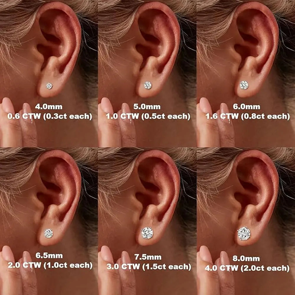 KANOLAN Moissanite Earrings for Women Man 0.2-4ct D VVS1 GRA Certified Round Brilliant Cut Lab Diamond s925 Silver Stud Earring