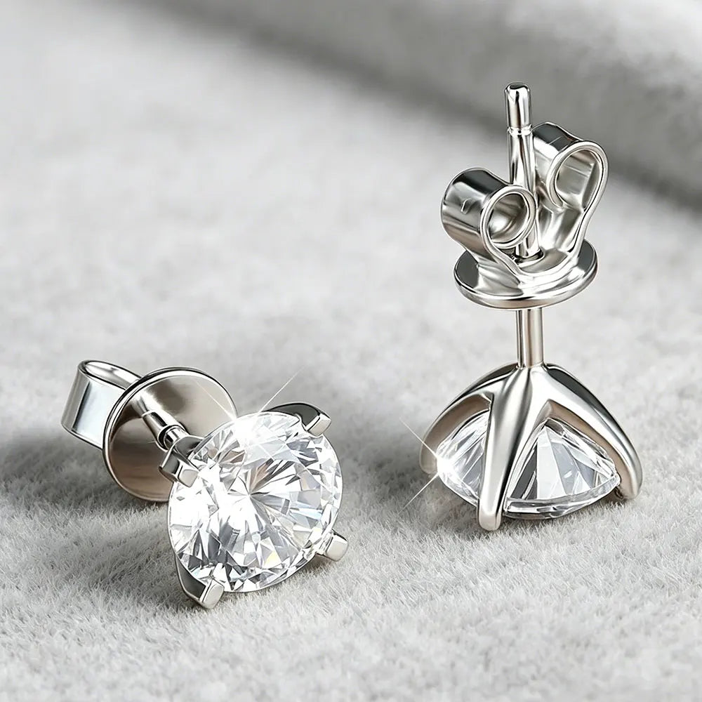 KANOLAN Moissanite Earrings for Women Man 0.2-4ct D VVS1 GRA Certified Round Brilliant Cut Lab Diamond s925 Silver Stud Earring