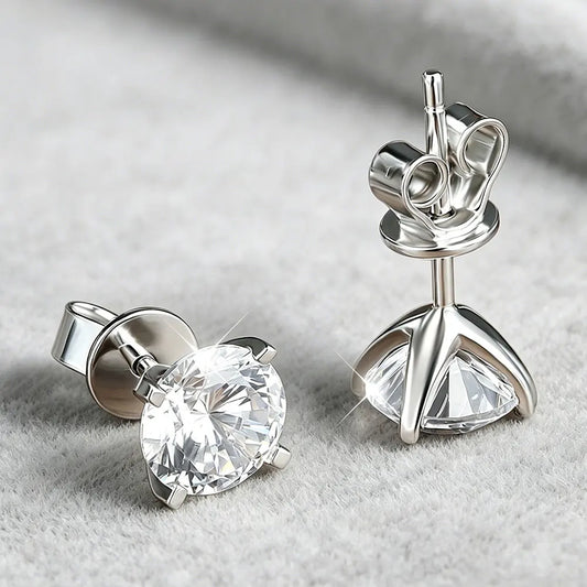 KANOLAN Moissanite Earrings for Women Man 0.2-4ct D VVS1 GRA Certified Round Brilliant Cut Lab Diamond s925 Silver Stud Earring