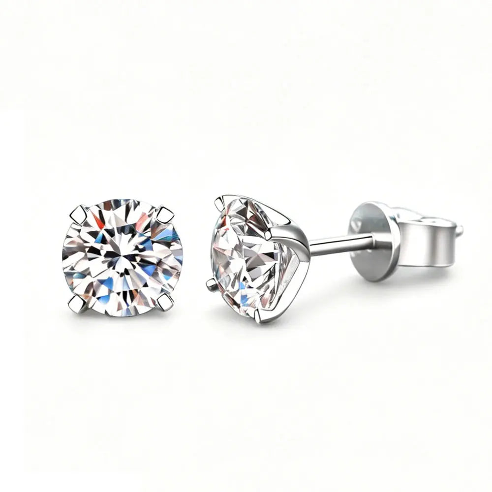 KANOLAN Moissanite Earrings for Women Man 0.2-4ct D VVS1 GRA Certified Round Brilliant Cut Lab Diamond s925 Silver Stud Earring