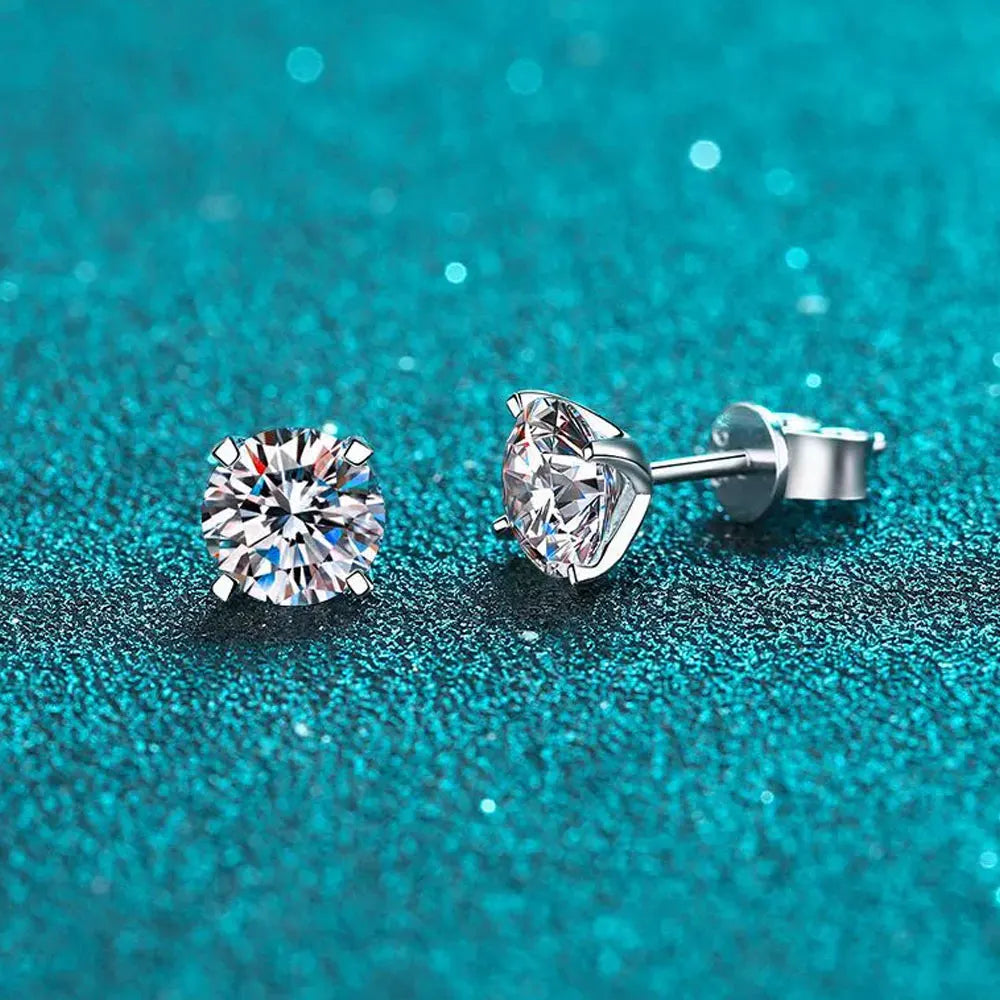 KANOLAN Moissanite Earrings for Women Man 0.2-4ct D VVS1 GRA Certified Round Brilliant Cut Lab Diamond s925 Silver Stud Earring