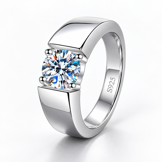 2 CT Men's Round Moissanite Ring