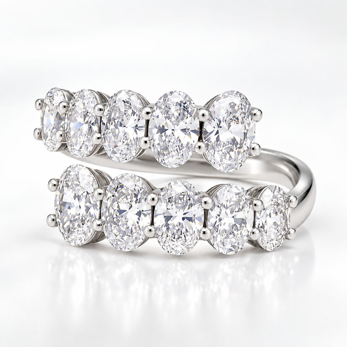 10-Stone Oval Half-Eternity Moissanite Band