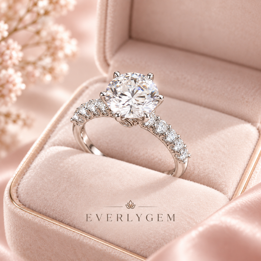 1–3 CT Round Solitaire Moissanite Engagement Ring