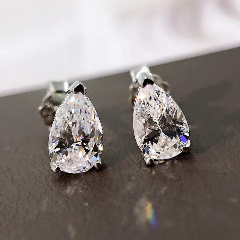 Water Drop Moissanite Diamond Stud Earring 100% Real 925 sterling silver Promise Wedding Earrings for Women Bridal Jewelry