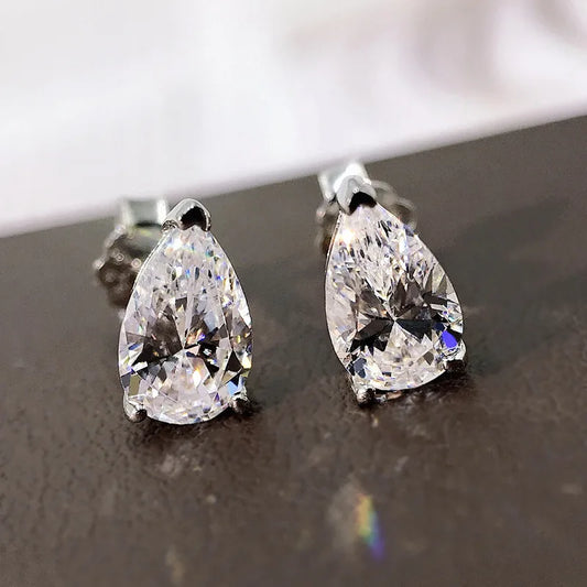 Water Drop Moissanite Diamond Stud Earring 100% Real 925 sterling silver Promise Wedding Earrings for Women Bridal Jewelry