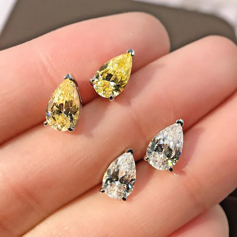 Water Drop Moissanite Diamond Stud Earring 100% Real 925 sterling silver Promise Wedding Earrings for Women Bridal Jewelry