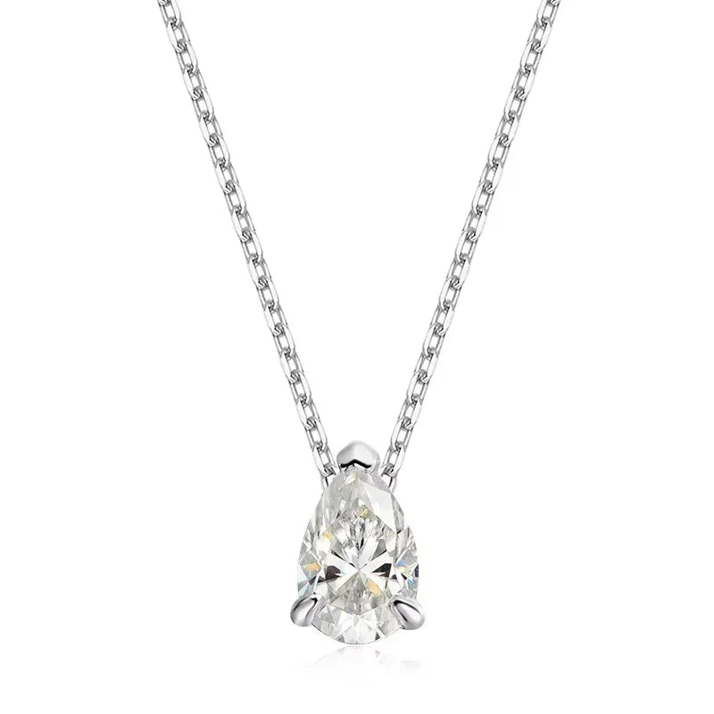Smyoue Certified 1CT 2CT 3CT 4CT Moissanite Necklace for Women 100% S925 Sterling Silver Pear Cut D VVS1 Pendant Dropshipping