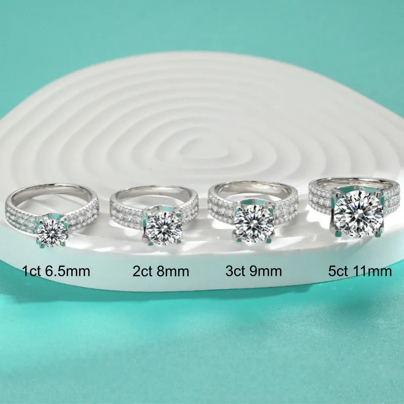 Real 2 Carat 8mm Moissanite Wedding Ring For Women Men 925 Sterling Silver Band D Color VVS Diamond Engagement Fine Jewelry Gift