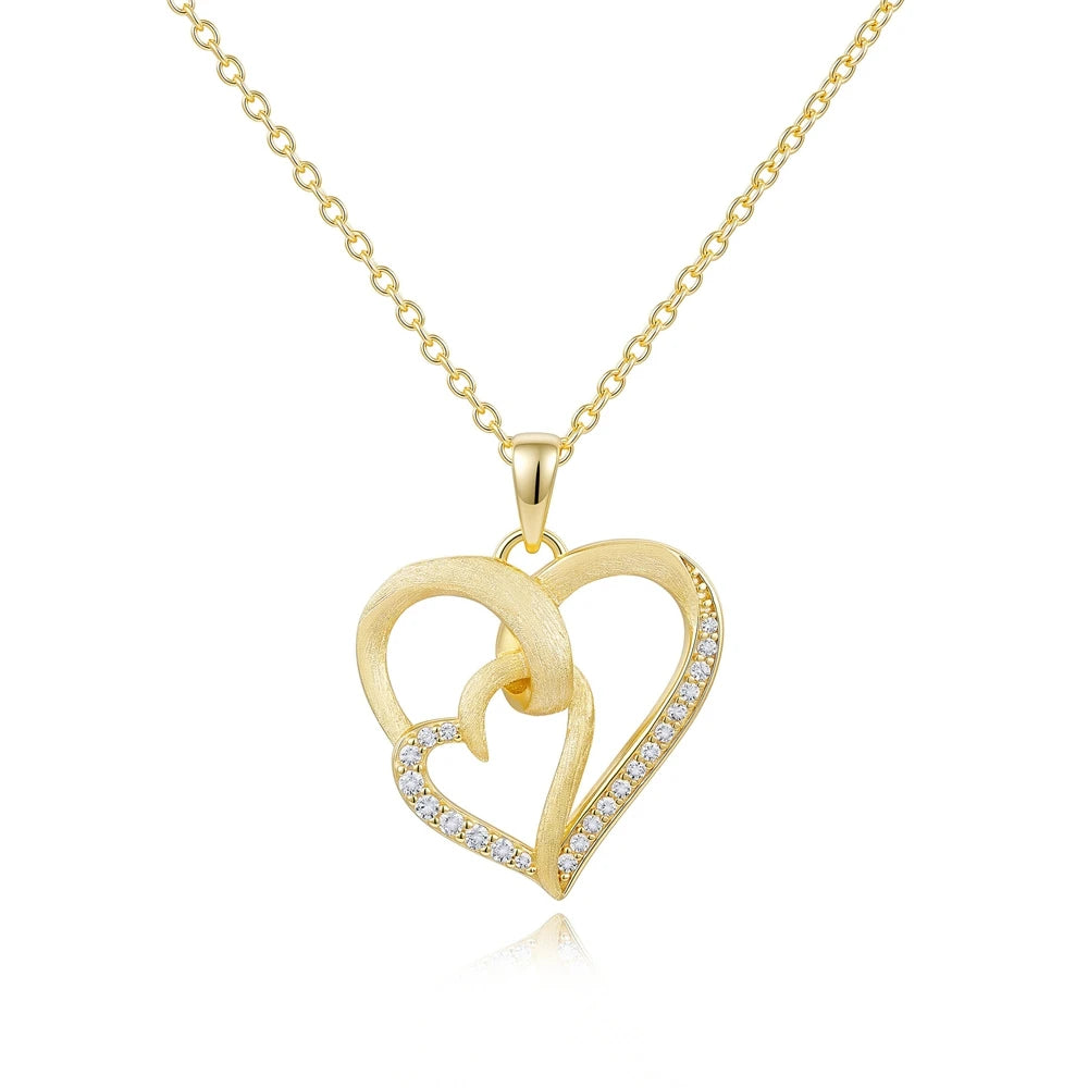 S925 Sterling Silver18K Gold Plated Necklace All Moissanite Heart-Shaped Pendant Necklaces for Woman Jewelry Gift