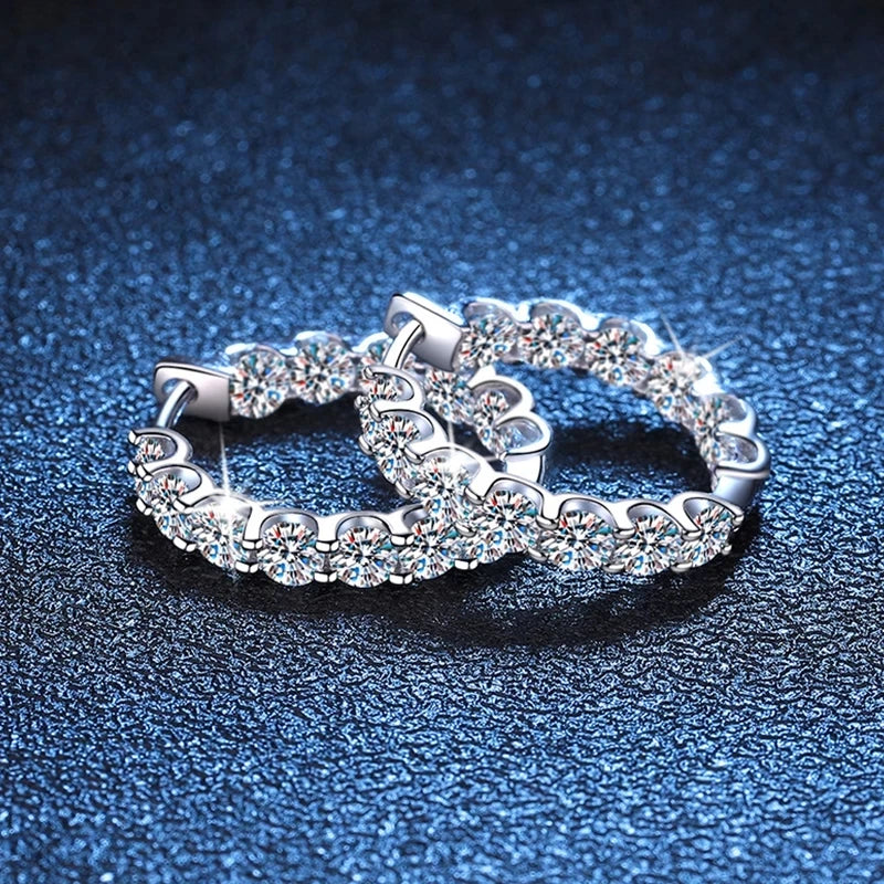 2.6CT D Color Moissanite Hoop Earring 925 Sterling Silver Plated with 18k Gold Earrings for Women Sparkling Party Jewelry