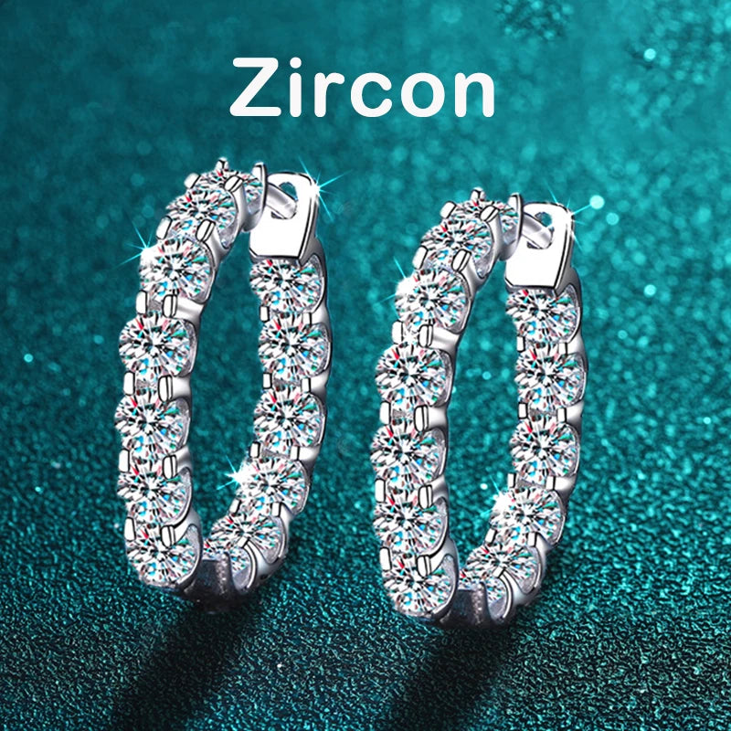 2.6CT D Color Moissanite Hoop Earring 925 Sterling Silver Plated with 18k Gold Earrings for Women Sparkling Party Jewelry