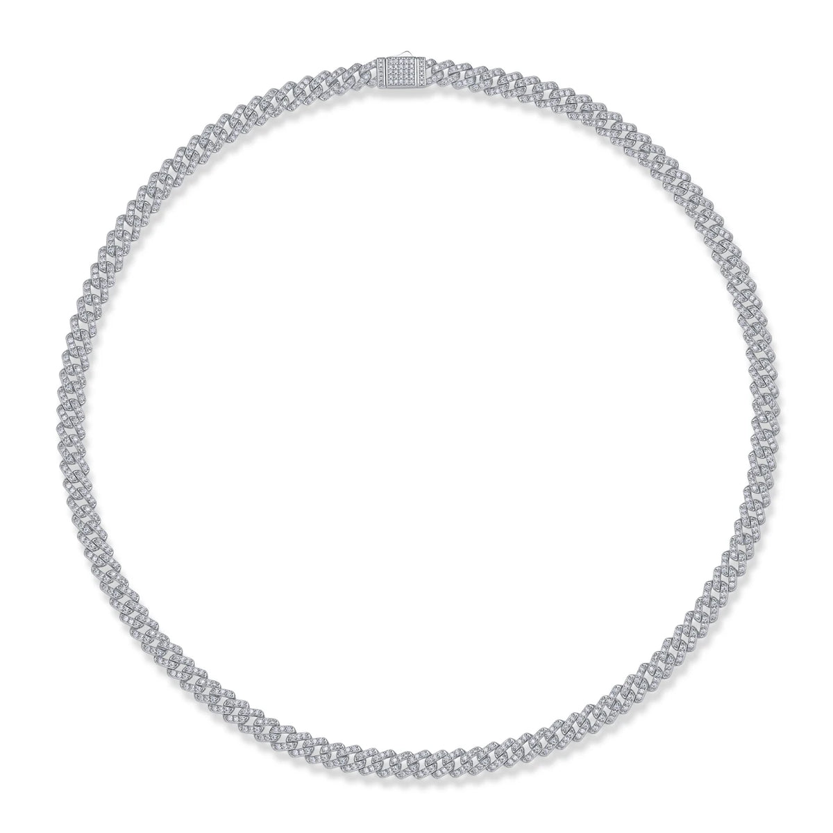 JIUZUAN Moissanite Necklace 925 Silver 18K Gold Plated Iced Out Cuban Chain Hip Hop Style for Men Women