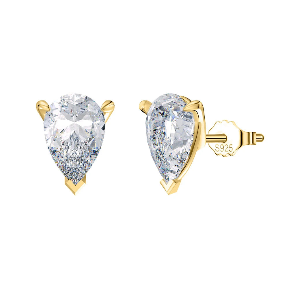 Women Stud Earrings 0.5-2ct Pear Moissanite with Certificate Passed Diamond Test S925 Silve Sparkling Jewelry Gift