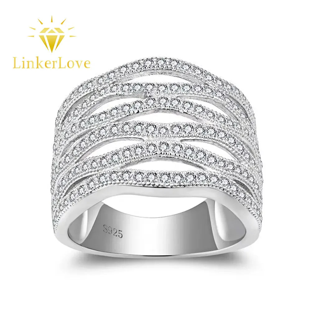 Moissanite Band 925 Silver Ring for Women Hollow Engagement Rings D Color VVS1 Half Eternity Moissanite Ring With Certificate