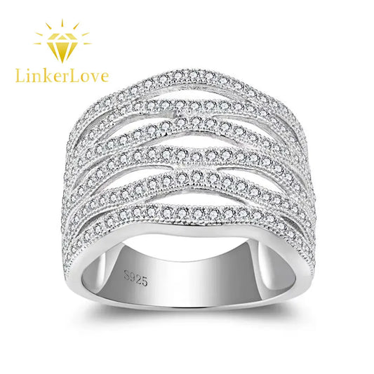 Moissanite Band 925 Silver Ring for Women Hollow Engagement Rings D Color VVS1 Half Eternity Moissanite Ring With Certificate