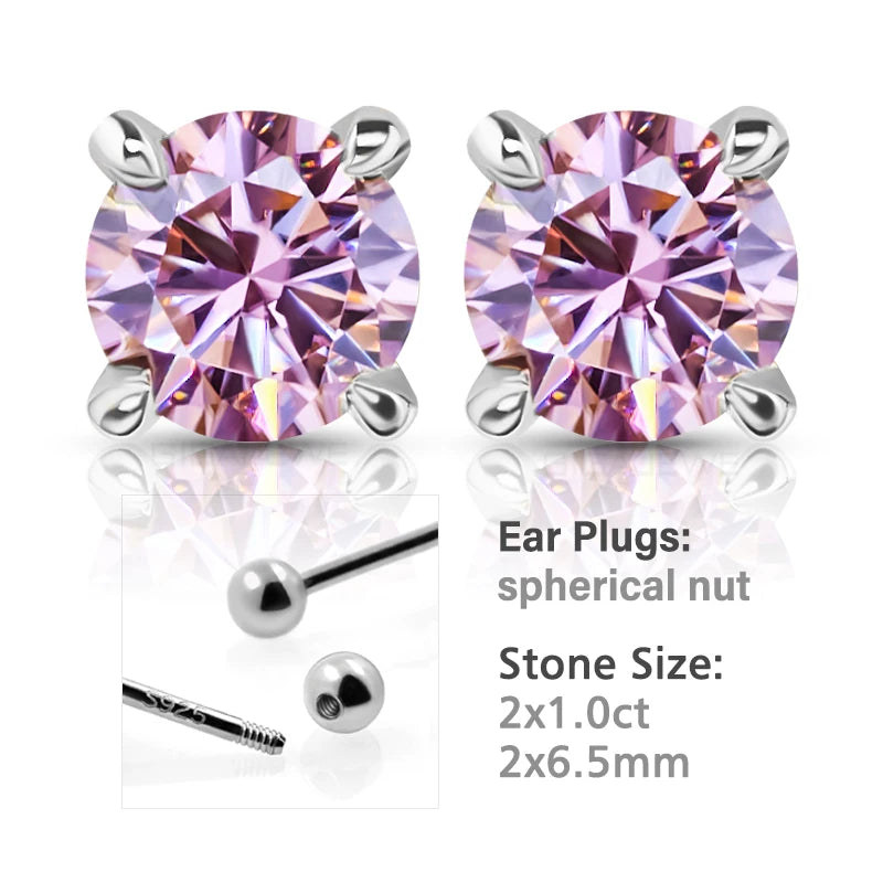 GIGAJEWE 925 Sterling Silver 4-Prong Stud Earrings D Color & Nova Color Moissanite Earrings for Women Fine Jewelry Gift