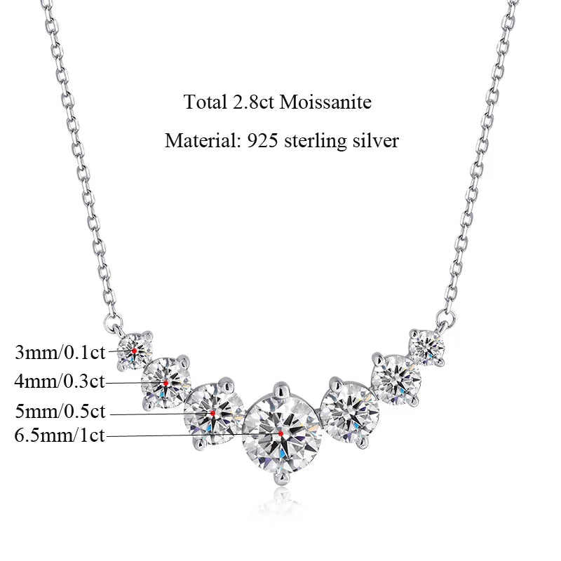 OEVAS 100% 925 Sterling Silver 1.7 Carat Moissanite Diamond Pendant Necklace For Women Luxury Wedding Party Fine Jewelry Gifts