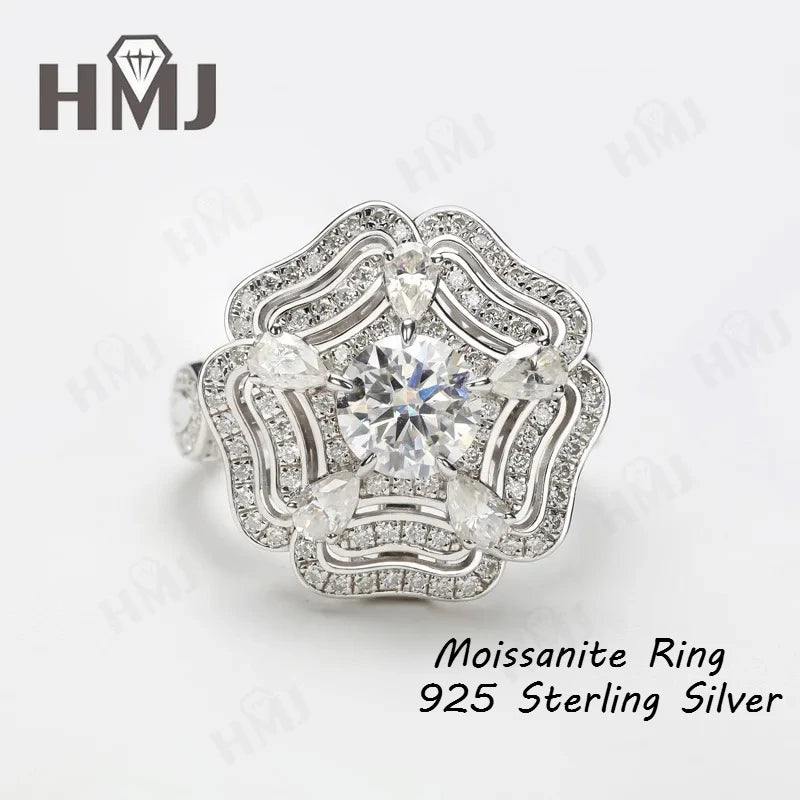 Moissanite Ring Necklace 925 Sterling Silver Dual Purpose Unique Customized Style Jewelry High Quality Hypoallergenic Charms