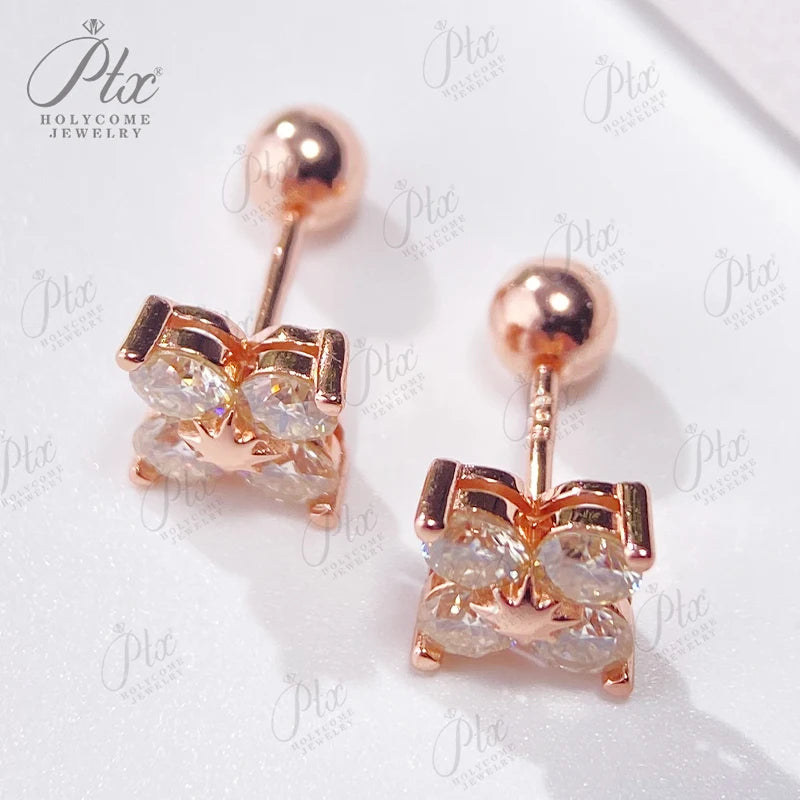 Moissanite Stud Earrings 925 Sterling Silver Screw-Back Piercing Ear Jewelry for Women Men Gifts