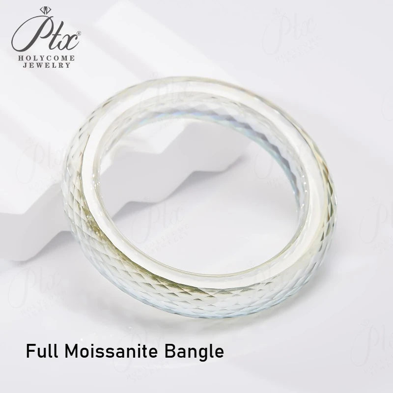 All Moissanite Bangle D Color Full Size Elegant High Quality Jewelry for Woman Anniversary Party Birthday Gift Charm Certificate