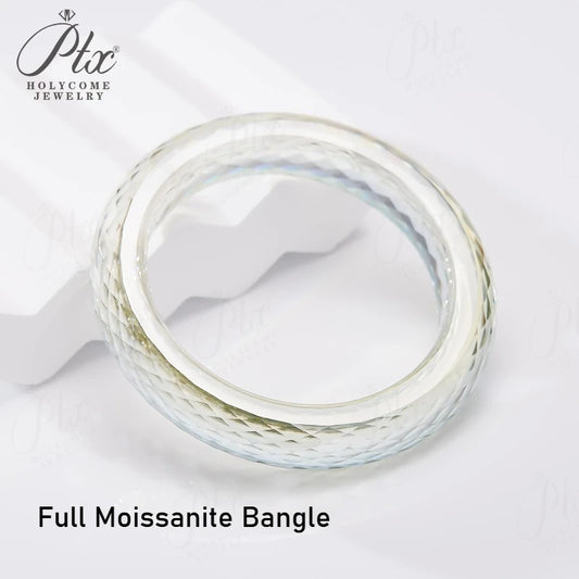 All Moissanite Bangle D Color Full Size Elegant High Quality Jewelry for Woman Anniversary Party Birthday Gift Charm Certificate