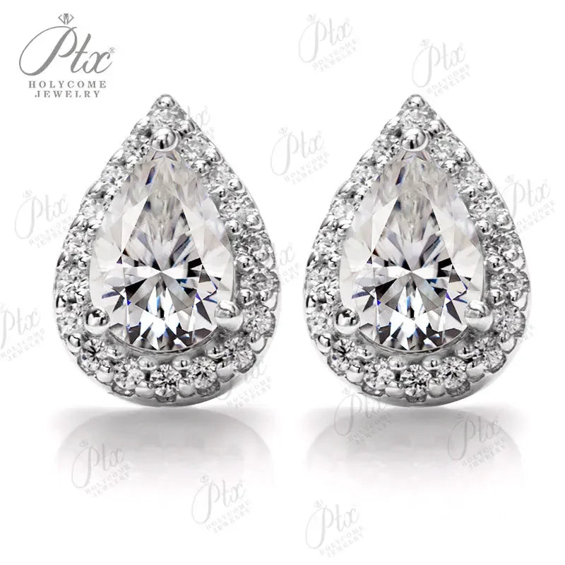 Moissanite Brilliant D White Pear Cut S925 Silver Necklace Earring Set GRA Certified 100% S925 Sterling Silver Wedding Jewelry