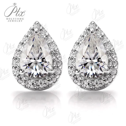 Moissanite Brilliant D White Pear Cut S925 Silver Necklace Earring Set GRA Certified 100% S925 Sterling Silver Wedding Jewelry