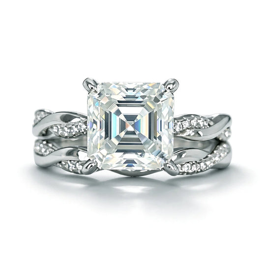 2.5ct  8 x 8mm Moissanite Ring S925 Sterling Silver Stacked up Wedding Rings for Woman Jewelry Gift
