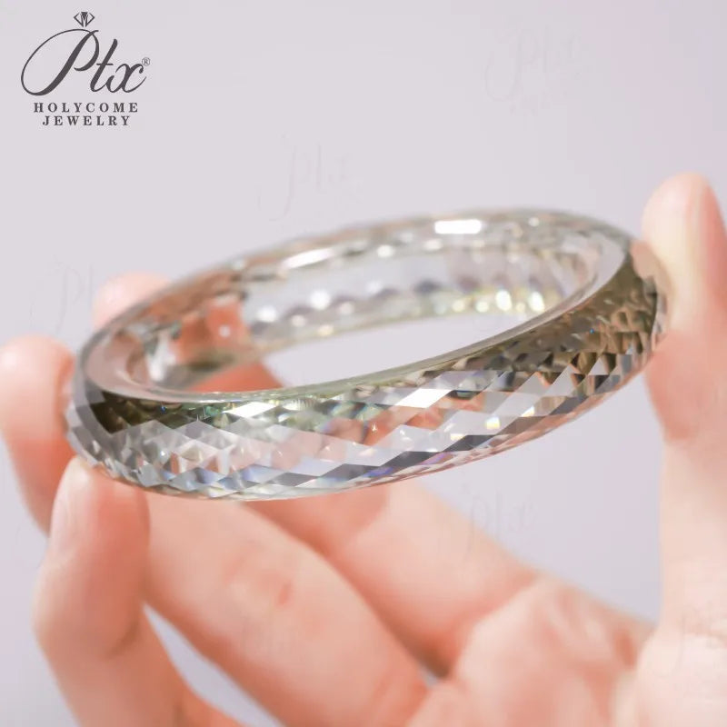 All Moissanite Bangle D Color Full Size Elegant High Quality Jewelry for Woman Anniversary Party Birthday Gift Charm Certificate