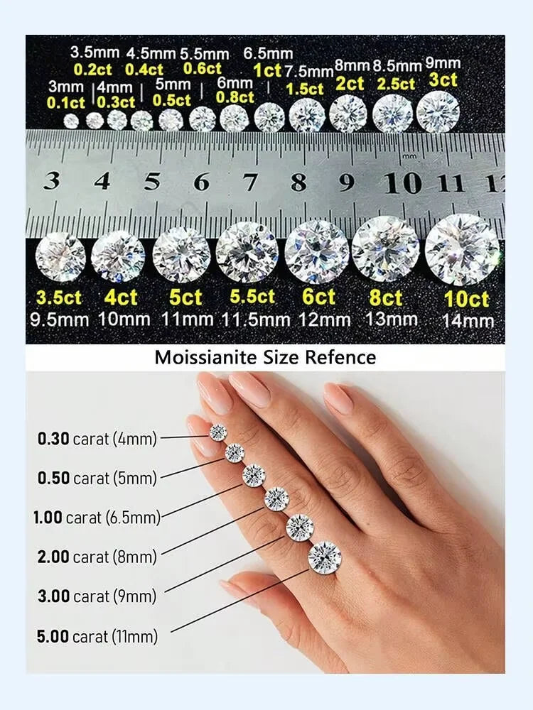 925 Sterling SilverFull 0.1CT Round Moissanite Diamond Ring For Women Engagement Wedding High Quality Luxury Fine Jewelry