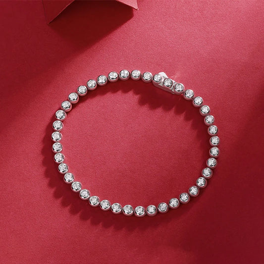 Tezzc Full Moissanite Tennis Bracelet Original 925 Sterling Silver Bubble Bracelet with Certificate Jewelry Women's Trendy Gift