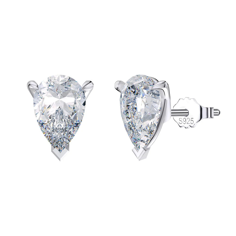 Women Stud Earrings 0.5-2ct Pear Moissanite with Certificate Passed Diamond Test S925 Silve Sparkling Jewelry Gift