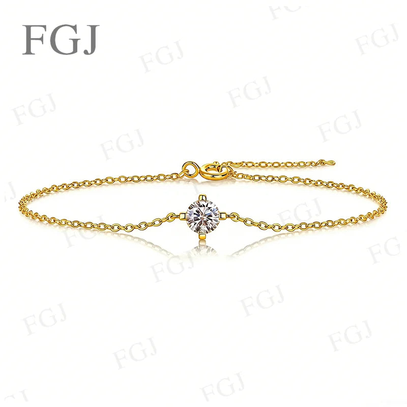 Hip-Hop Moissanite Tennis Bracelet Chain 925 Sterling Silver Round 6.5mm D Color VVS1 For Women Dating Birthday Jewelry Gifts