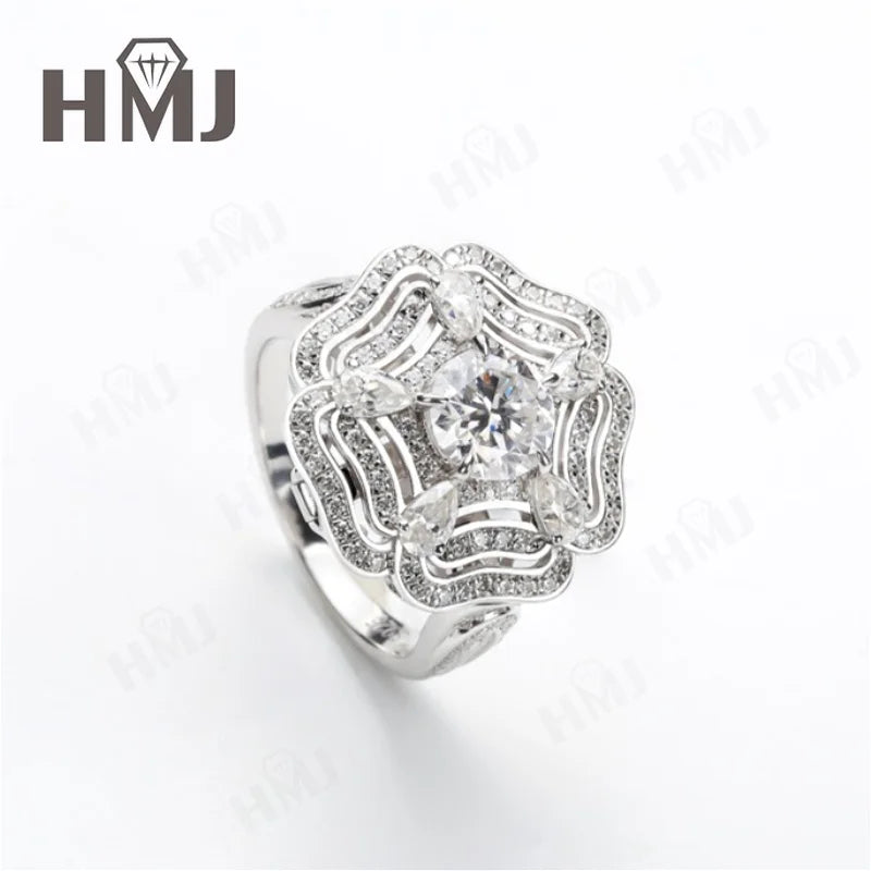 Moissanite Ring Necklace 925 Sterling Silver Dual Purpose Unique Customized Style Jewelry High Quality Hypoallergenic Charms
