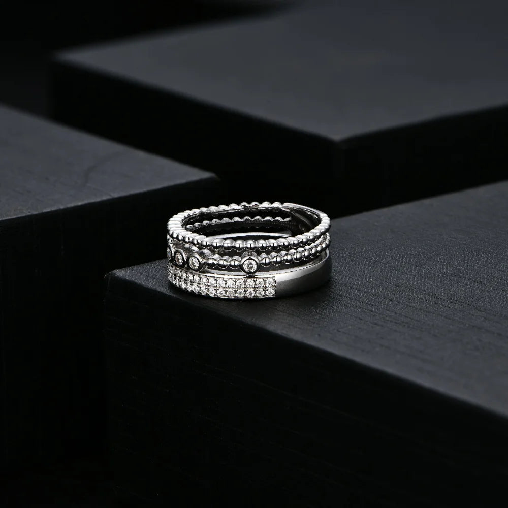 CHARMING Stack Shape Moissanite Ring Lab Diamond for Women Solid White Gold 100%925 Sterling SIlver With Certificed Jewelry Gift