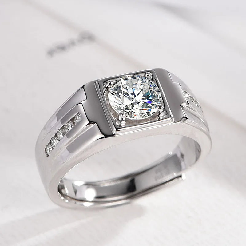 New 925 Sterling Silver Men Ring 1ct Moissanite for Men Women Wedding Luxury Jewelry Engagement Charm Fashion Party Gifts